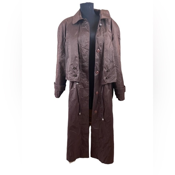 Brown/Maroon Vintage British Mist Trench Rain Coat - Picture 9 of 13